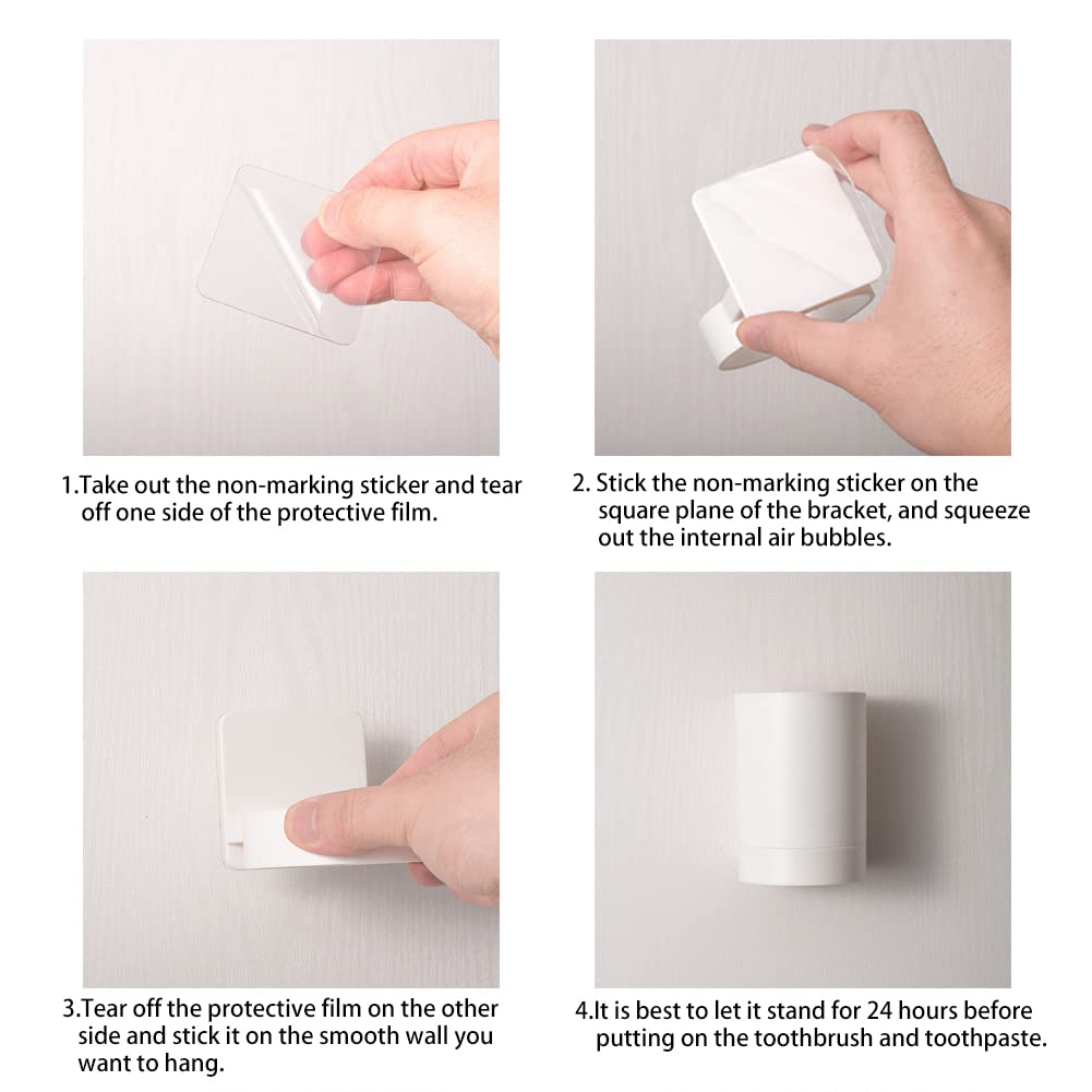 Toothbrush Cup, Toothbrush Holder Wall Mounted Self Adhesive Tooth Brushing Holder Water Cup Drink Cups For Home Bathroom AccessoriesWhite