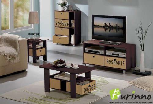 Furinno ANDREY TV Stand, Entertainment Center, TV Console for TV up to 46 Inch with Bin Drawers, for Living Room, Bedroom, Espresso