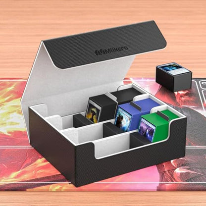 Mlikero Card Deck Case for Trading Cards 1800+, Leather Magnetic Closure Commander Storage Box Magic Card Protectors Fit for YuGiOh, MTG and Sport Cards