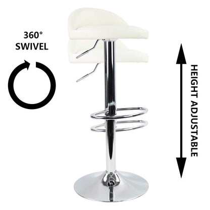 KKTONER PU Leather Round Bar Stool with Back Rest Height Adjustable Swivel Pub Chair Home Kitchen Bar stools Backless Stool with Footrest (White)