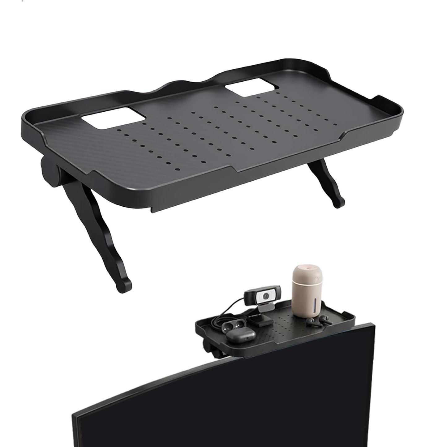Tv Shelf, Router Stand, Tv Shelf Top with Raised Edges, Set Top Box Shelf featuring Ventilation Holes and Cable Access Holes