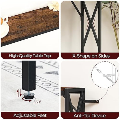MAHANCRIS 2 Pack Console Table with Charging Station, 100 CM Narrow Sofa Table, Long Entryway Table, Hallway Table with USB Ports, Behind Couch Table with Power Outlets, Rustic Brown ACTHR151KE01S2VN1