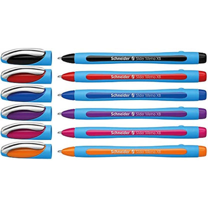 Schneider Slider Memo XB Ballpoint Pen Pack of 10 (10 + 6 (Blue + Assorted)