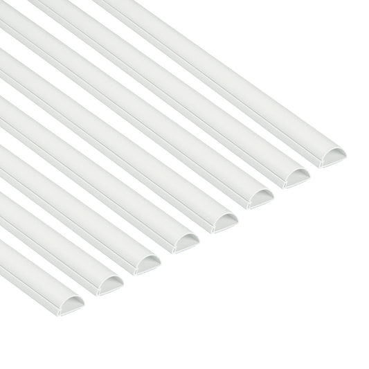 D-Line Mini Cable Trunking 8-Pack, Half Round Cable Cover, Paintable, Self-Adhesive Wire Cover, Hide TV Wires, Cable Management - 8x 30mm (W) x 15mm
