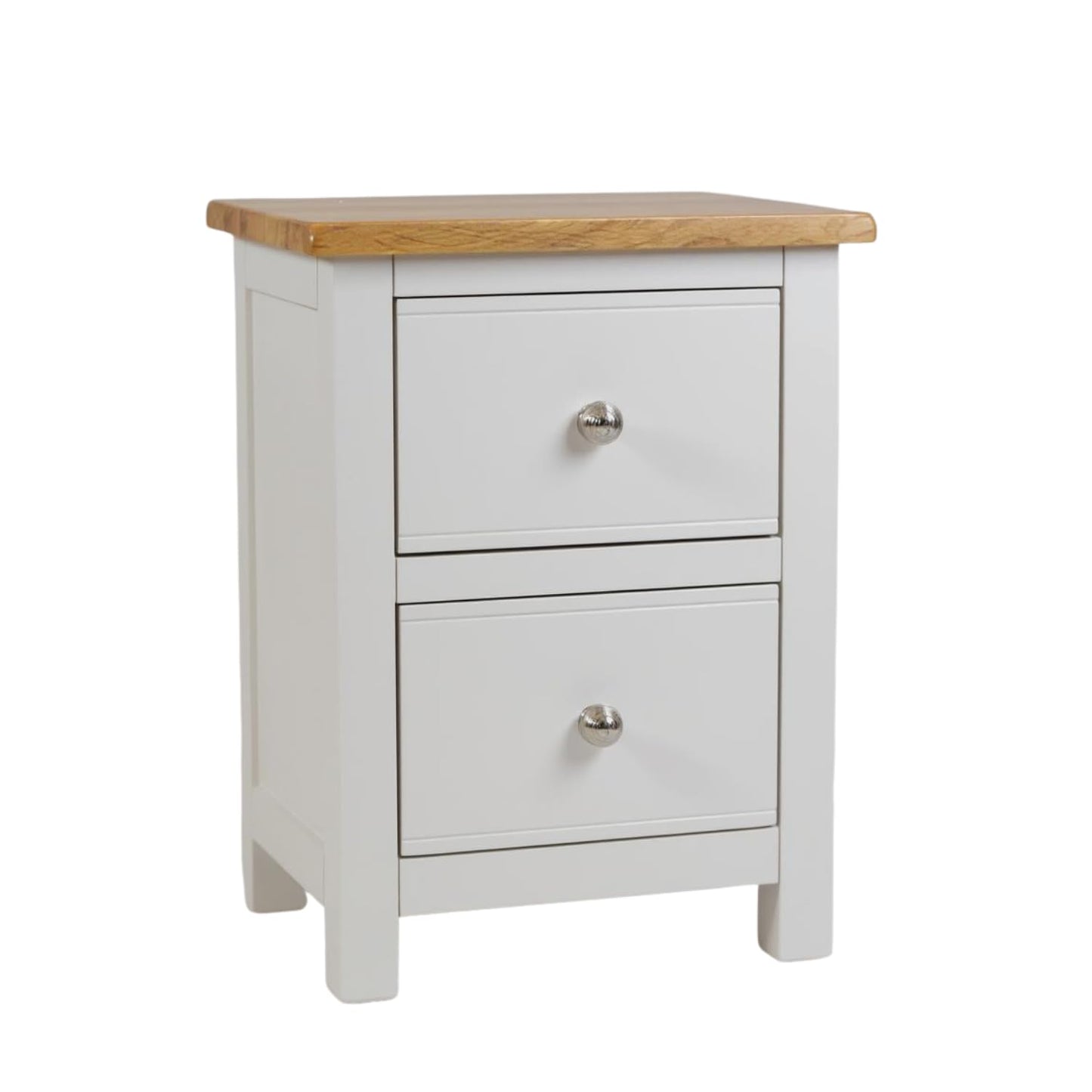 GROFurniture 100% Oak Top Bedside Cabinet Deep Drawers Fully Assembled, Painted Side Table Nightstand for Bedroom or Livingroom Solid Built Oak