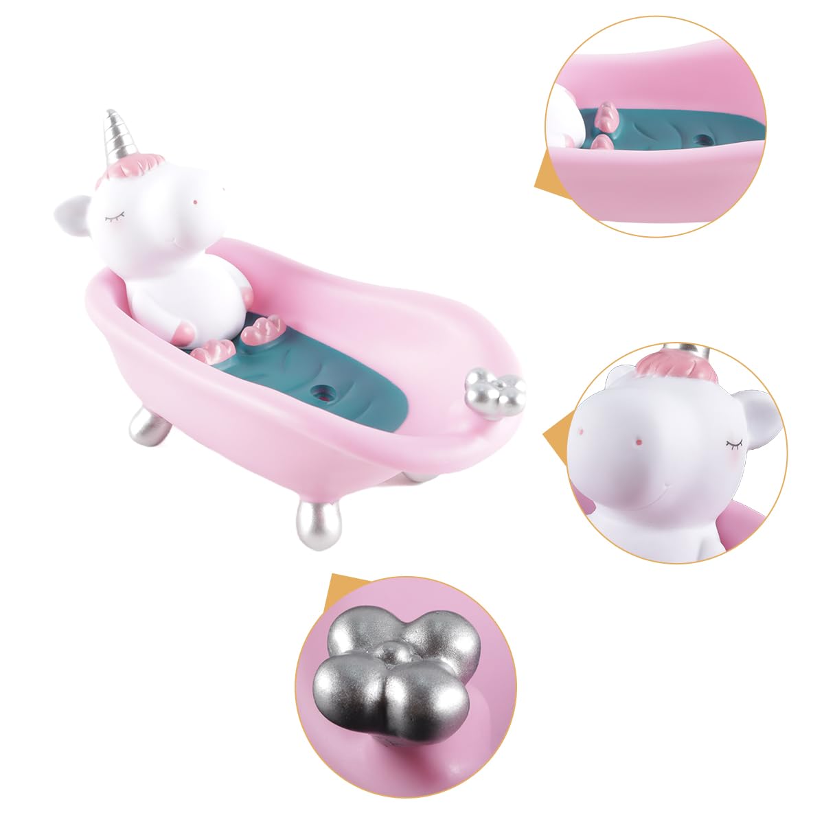 zalati Lovely Plastic Soap Dish, Cartoon Dish Unicorn Bathtub Soap Box with Drainage for Bathroom Bathtub, Kitchen Sink Pink