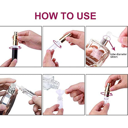 Zingso Refillable Travel Perfume Atomiser Bottles, 3 Pcs 6ml, Mini Portable Spray Bottles for Perfume Aftershave, Empty Travel Bottles with Funnel (Pink+Silver+Purple)