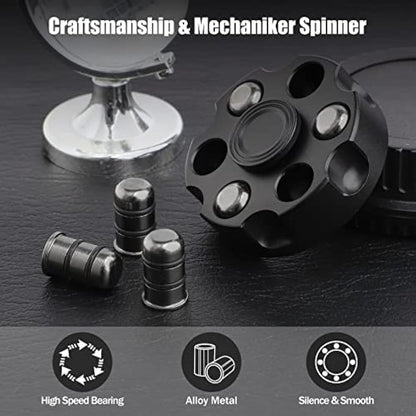 Metal Fidget Spinner Toy for Adults Kids, Cool Alloy Fidget Hand Finger Spinner Cube Toy, Sensory Fidget Gyro Spinning Desk Toys Gifts for Party FavorsBlack