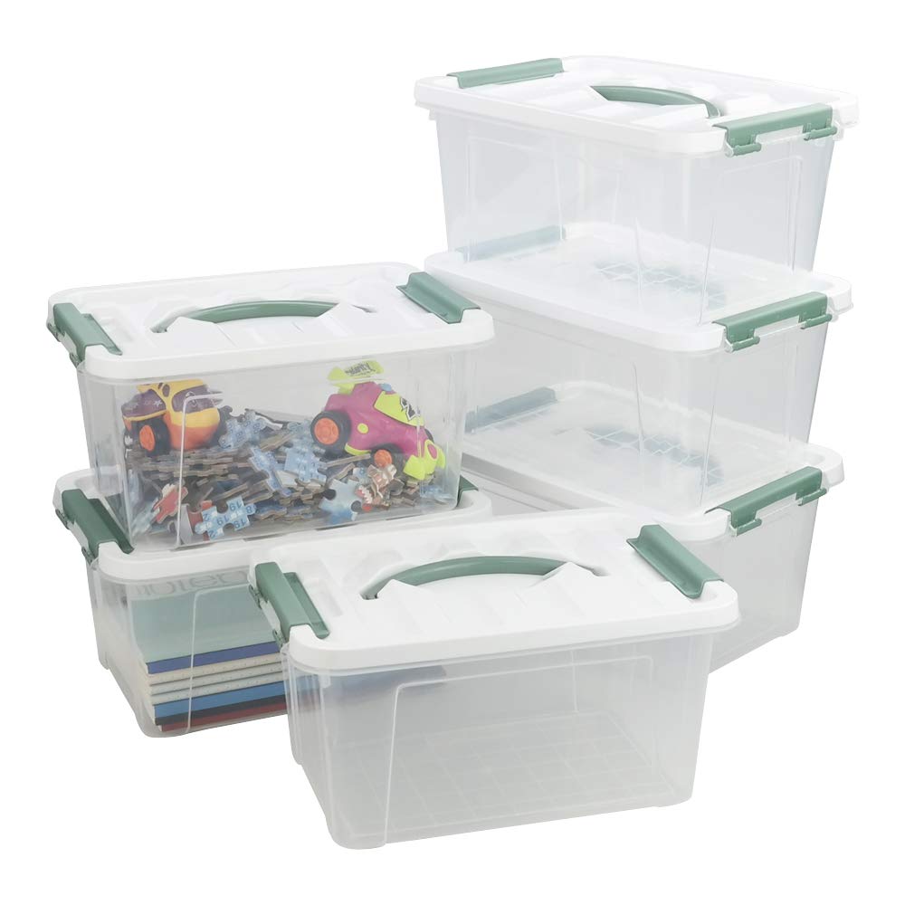 Yarebest 6-pack 6 L Small Storage Boxes, Clear Plastic Boxes with Lids