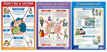 Social Education Classroom Posters - Set of 8 - EXTRA LARGE - A1 (850mm x 594mm) - Laminated - PSHE Secondary School Wall Charts by Daydream Education