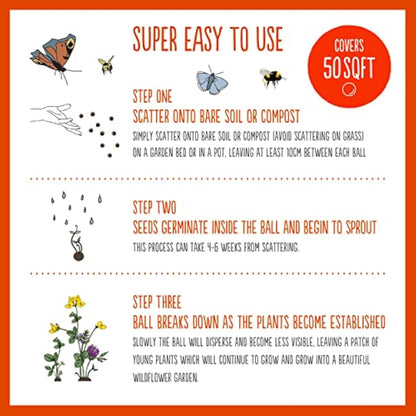 SEEDBALL Poppy Seed Bombs – 100 Seed Balls Per Pack | Bursting with Beautiful Red Poppy Flowers | Clay Protected Seed Bomb for Bees, Butterflies, Birds & Other Garden Wildlife