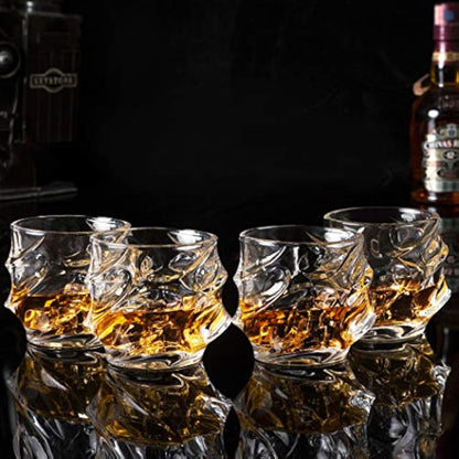 KANARS Whiskey Glasses Set, No-Lead Crystal Whisky Glass 320 ml for Whisky, Cocktail, Martini, Bourbon, Tequila, 4-Piece, Unique Stylish Gift Box