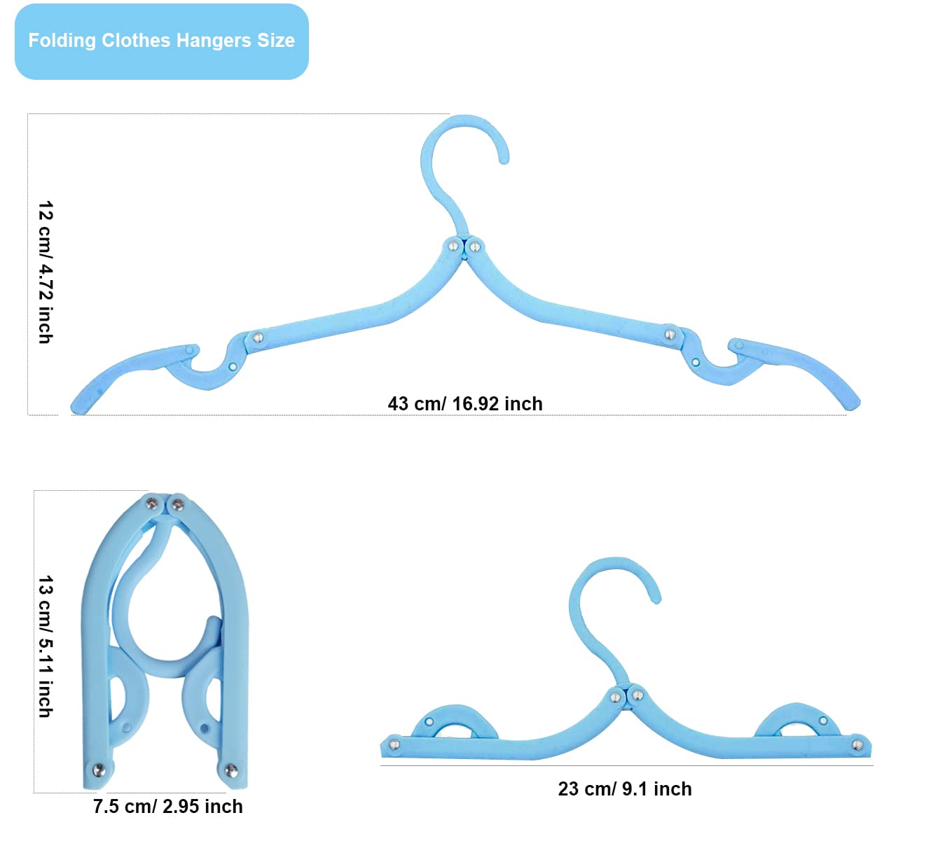 Portable Travel Hangers, Portable Clothes Hangers Save Space, Folding Plastic Clothes Hanger Multifunction Travel Accessories for Home Hotel Camping
