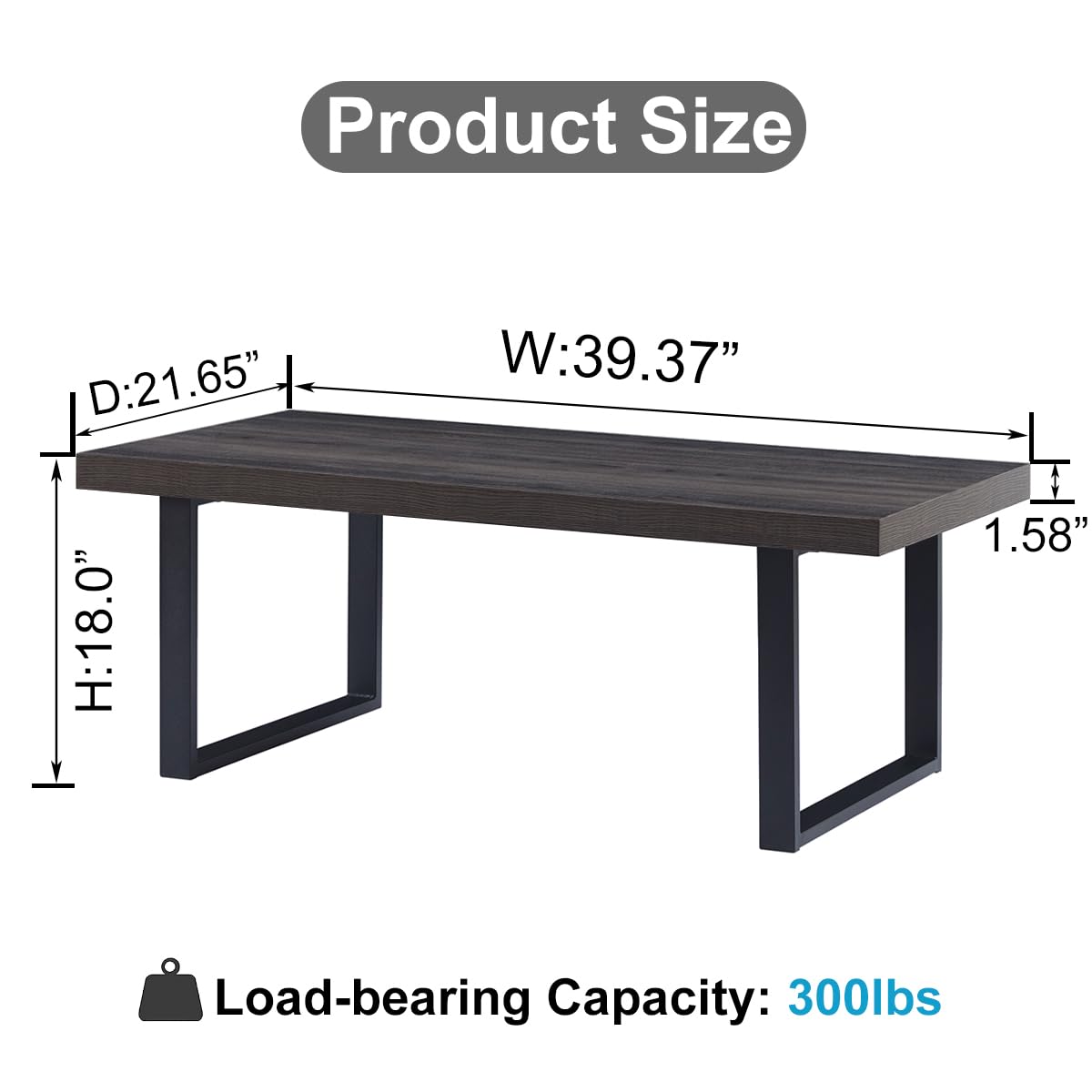 IBF Coffee Table Living Room Wooden Center Coffee Tables 100cm Dark Oak