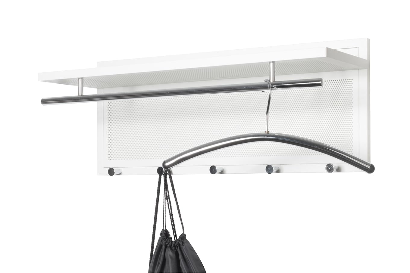 HAKU wardrobe, chrome, white, metal - Dim.: W 75 x D 26 x H 30 cm, Style: Modern