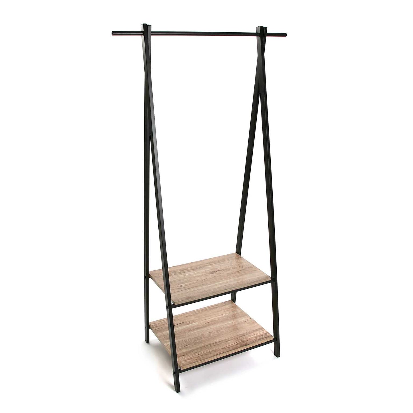 Versa Alz Coat rack stand, Freestanding entryway organiser, Measurements (H x L x W) 150 x 45 x 75 cm, Metal and Wood, Colour Brown and Black