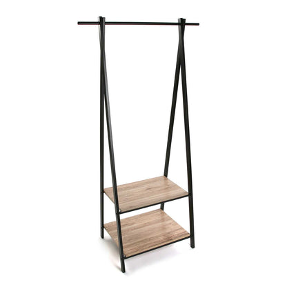 Versa Alz Coat rack stand, Freestanding entryway organiser, Measurements H x L x W 150 x 45 x 75 cm, Metal and Wood, Colour Brown and Black