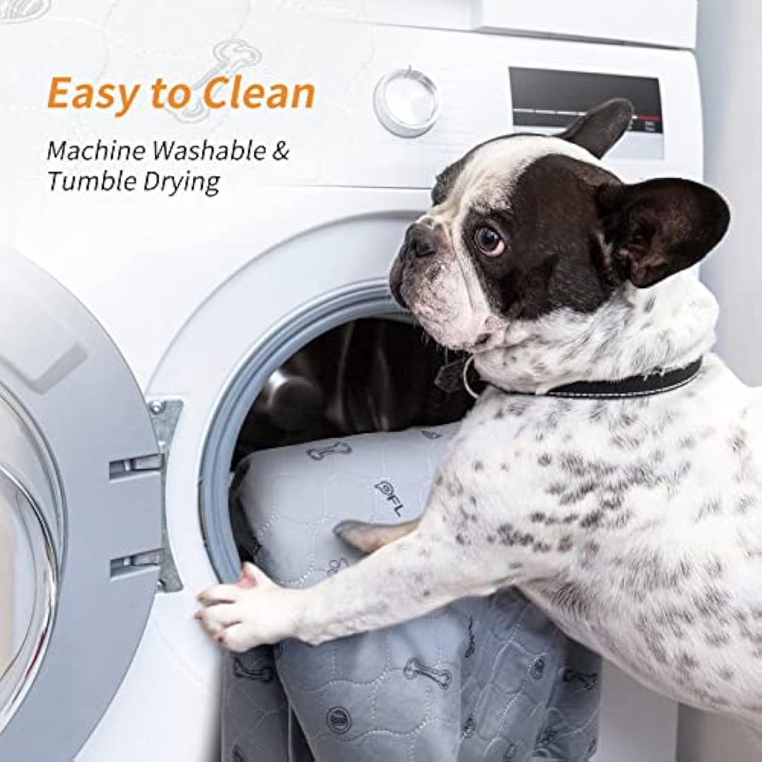 Washable Pee Pads for Dogs, 2Pack Puppy Pads Washable,Absorbent Reusable Whelping Pads Non-Slip Dog Mats with Bone Print for Floor Protector, Couch Cover, Crate, Potty Training -122x122CM