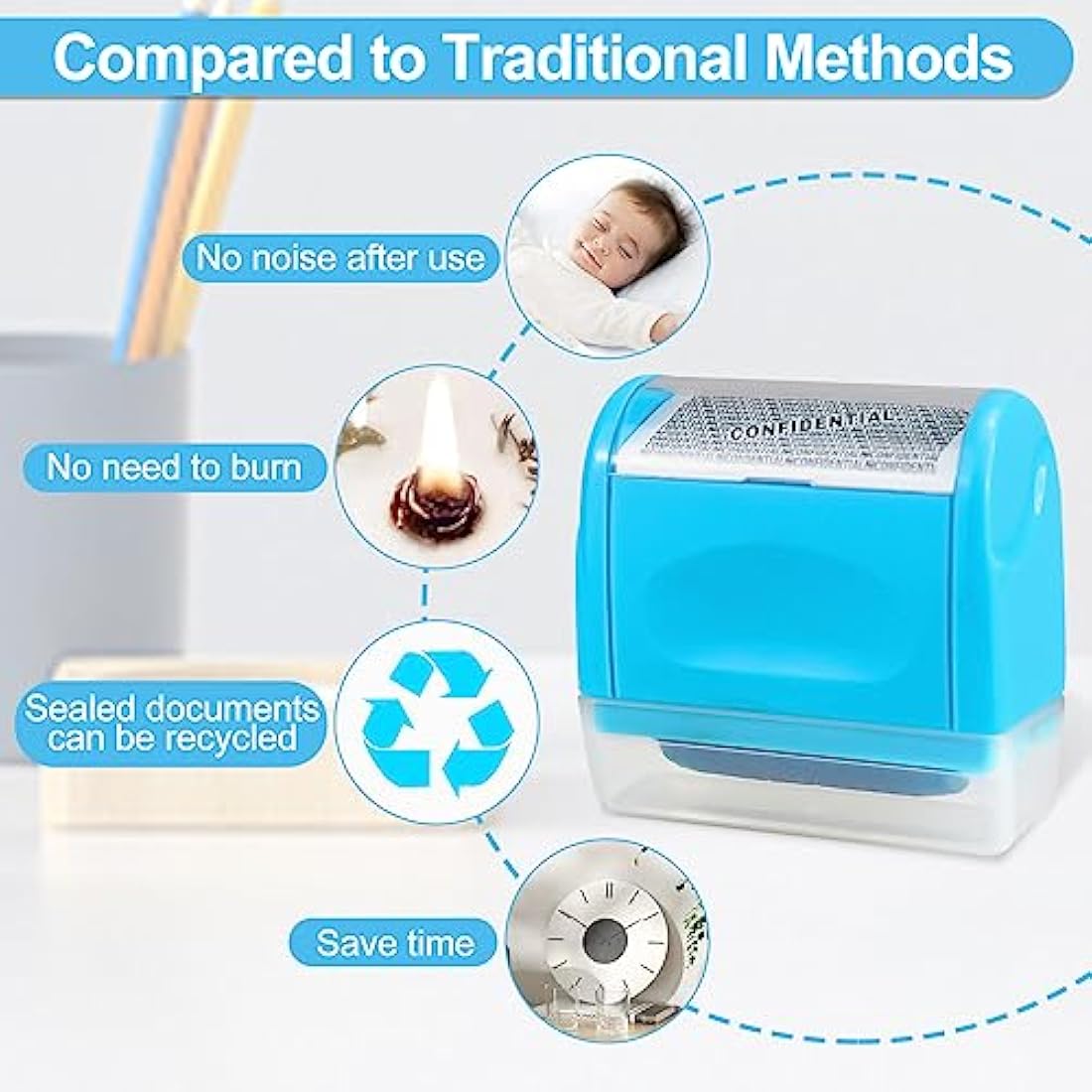 AUXHCYL Confidential Roller Stamp, Identity Theft Rolling Data Defender, Included 9 Pack Refills, Address Blocker and Privacy Safety, ID Blackout Security (Blue)