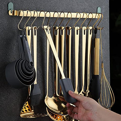 Gold Cooking Utensils Set,Kyraton Stainless Steel 37 Pieces Kitchen Utensils Set with Titanium Gold Plating,Kitchen Gadgets Cookware,Kitchen Tool Set with Utensil Holder. Dishwasher Safe