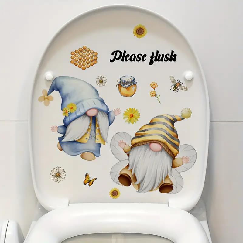 TOLOVIS Santa Claus Letters Toilet Cover Sticker Decals,Flower leaf bird Waterproof Toilet Lid Tank Seat Decals Cistern Self-Adhesive Bathroom Wall