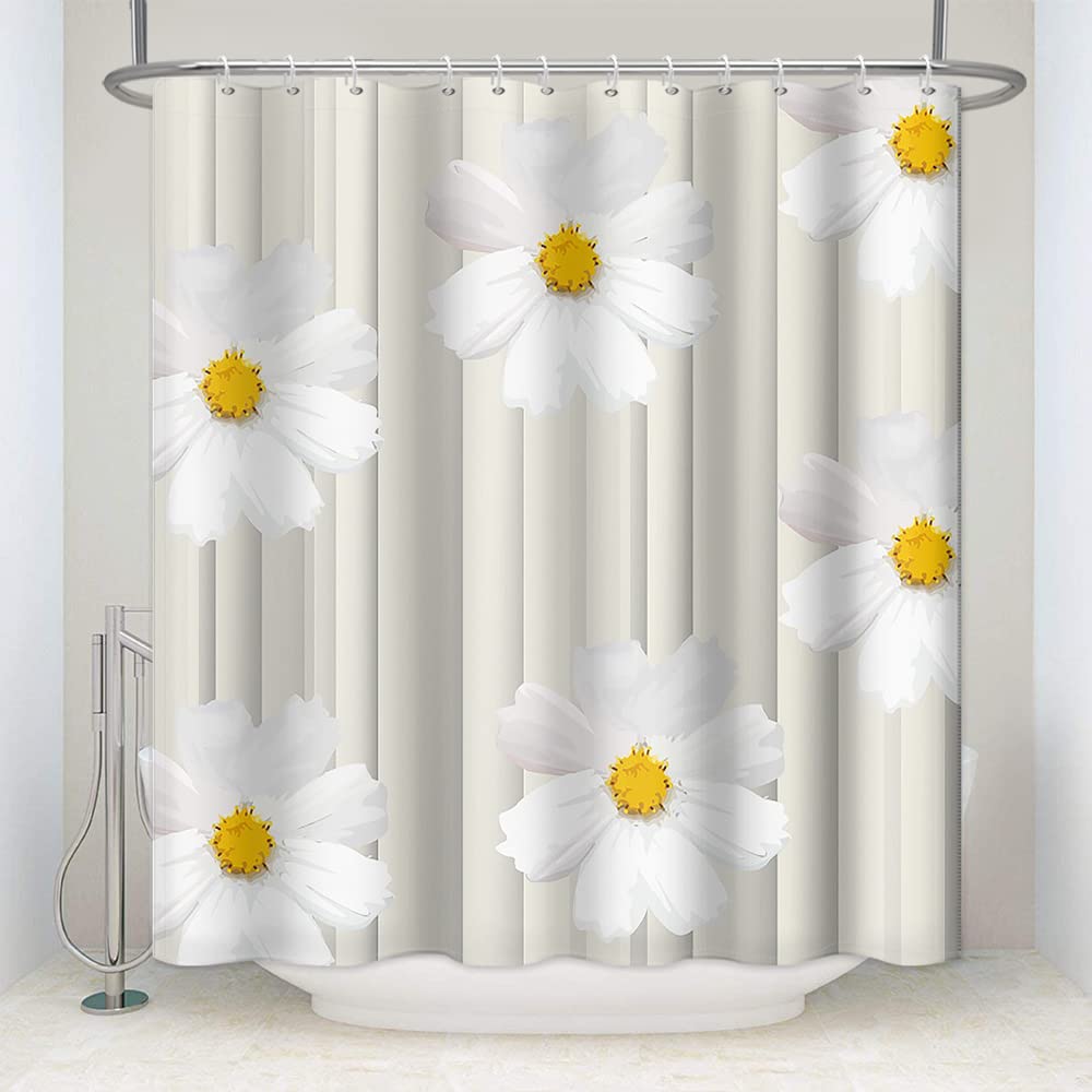 SDOTPMT 48x72inch Daisy Flower Pattern Shower Curtain Autumn Floral Blossom Bath Curtain Unique Design Aesthetic Art Bathtub Curtain for Bathroom