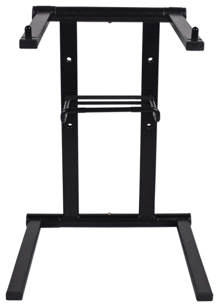 Rockville RLS2400 Lightweight Folding DJ Laptop Stand, Adjustable Height, Extra Shelf, Travel Bag, for DJs and Mobile Performers