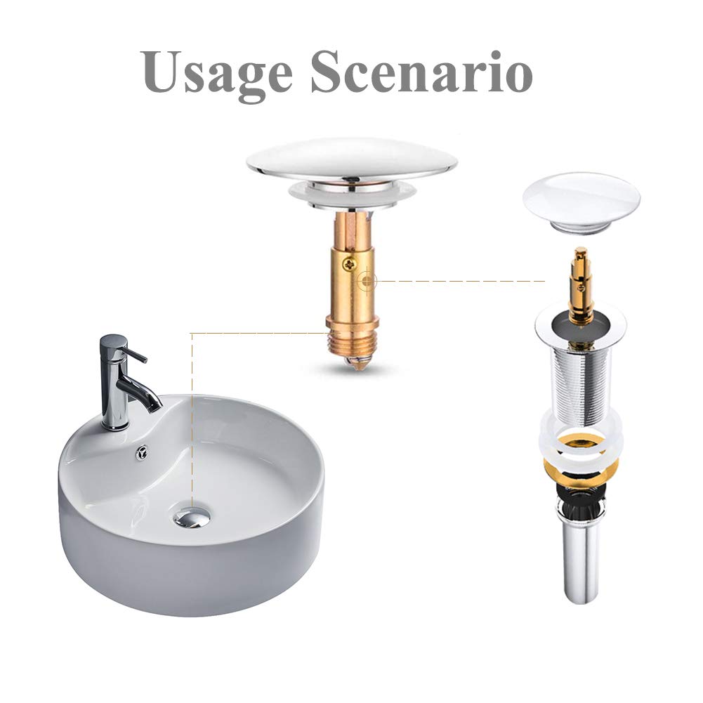 Basin Pop Up Click Clack Brass Plug Bolt, Replacement Screw for Most Sink Basin Drain Stopper (2pcs)