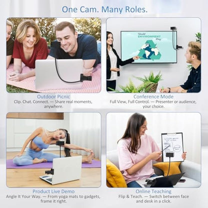 Danyesth Webcam for PC, Laptop Camera USB Webcam with Adjustable Gooseneck, Eye Contact 1080P Computer Camera for Presentation, Desktop Demo, Full-Body View, Video Call, Zoom, Teams, Skype (Black)