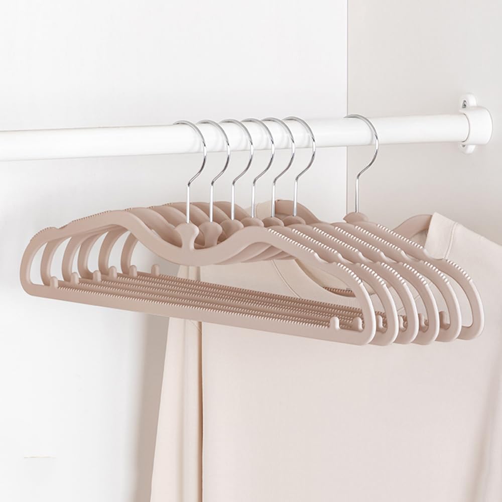 Lkw Ogechi 10 Pack Adult Clothes Hangers with 360° Swivel Hook, Non Slip Short Neck Clothes Hanger, Ultra Slim Wardrobe Hangers