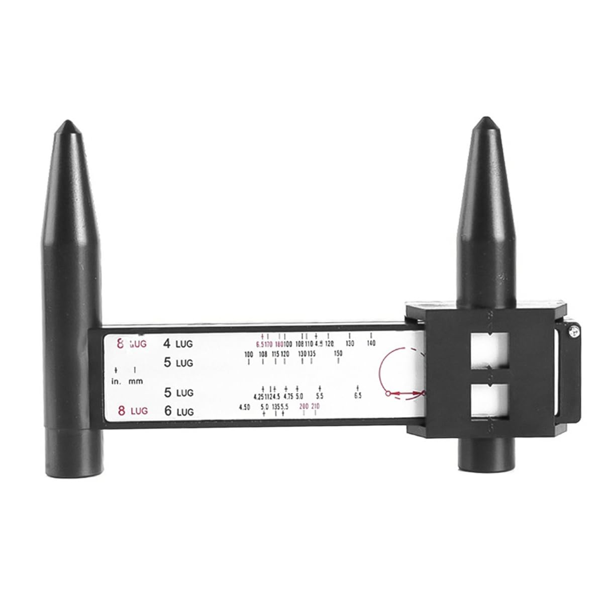 VOANZO Car Wheel Rim Ruler,Wheel Measuring Tool Bolt Pattern Measuring Tool,Wheel Rim Gauge,Car Pattern Sliding Measuring Tool PCD Ruler for 4 5 6 8