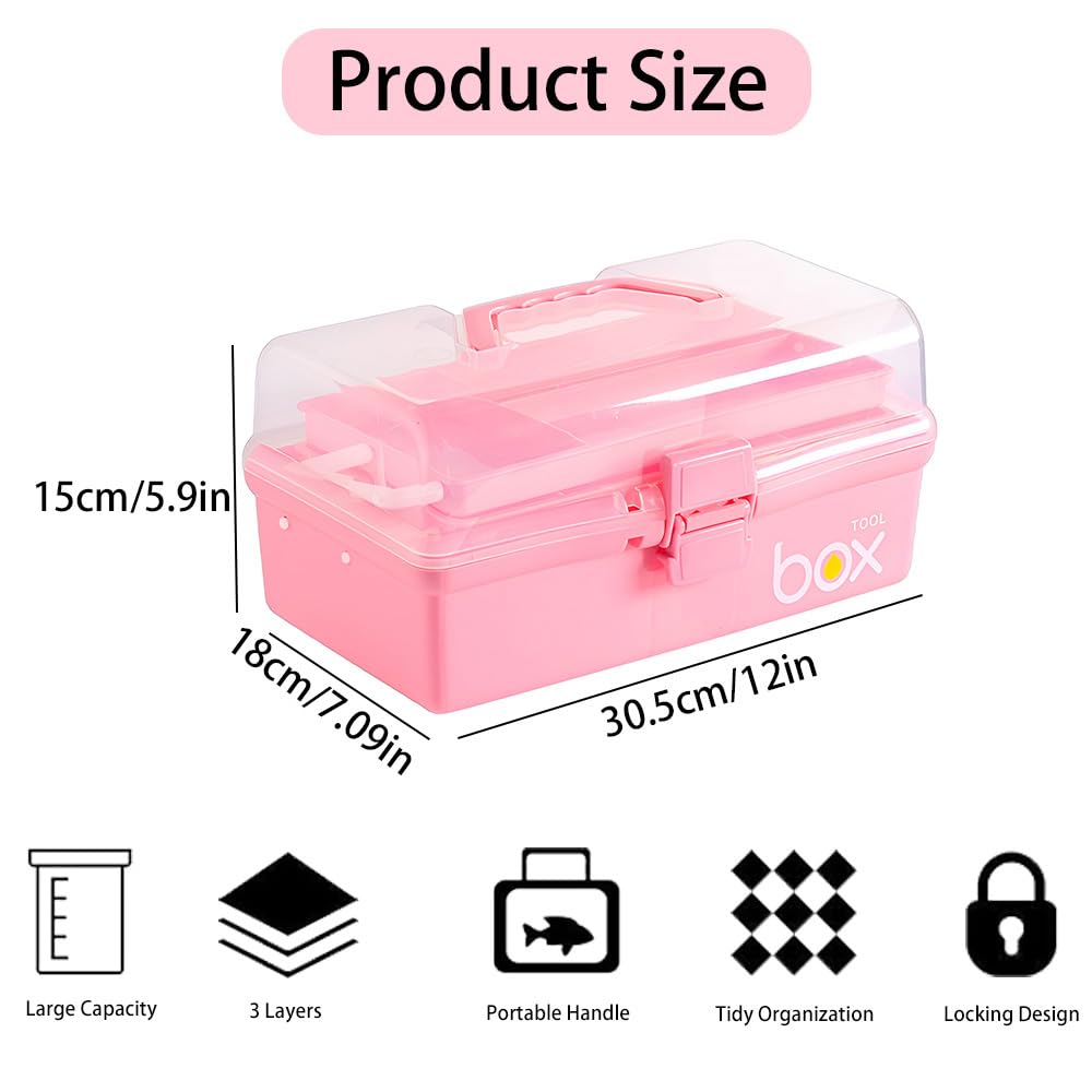 3 Layers Art Storage,Medical Box,Plastic Craft Storage Boxes with Compartments,Craft Box Storage Caddy,Art Storage Box,Craft Organiser for