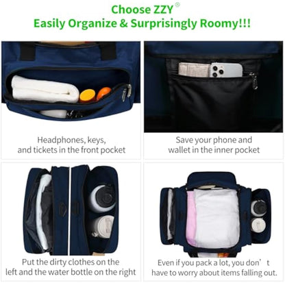 Sport Holdall Duffle Bag Gym Duffle Bag with Shoulder Strap Overnight Weekender Bag for Men and Women (Navy Blue, 40L)