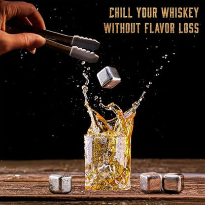 WHISISKEY - Whiskey Decanter Set - 700ML Classic Carafe - Whiskey Gift Sets for Men - Whisky Set - Glass Gifts for Men - Inc. 2 Whiskey Glasses, 4 Whiskey Stones, Accessories