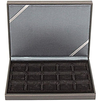 LINDNER Das Original Coin Case, 15 square compartments for coins or capsules with a diameter up to 40 mm, 1.0 liter, Black