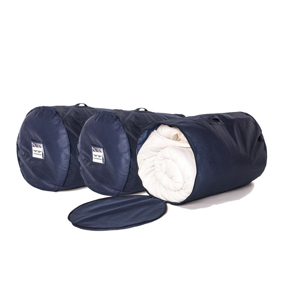 HangerMaster DUVET STORAGE BAG - Navy 3 Pack. Large Size Fits King Size Duvet & 2 Pillows. Moth & Dust Proof. Use to Store or Transport Clothes