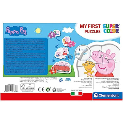 Clementoni 20829, Peppa Pig My First Puzzles for Toddlers - 3+6+9+12 Pieces, Ages 2 Years Plus