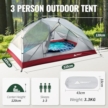 Forceatt Camping Tent,2-3 Man Tent for Outdoor PU3000mm Waterproof Tent Lightweight & Portable easy set up for Hiking Backping Eurohike