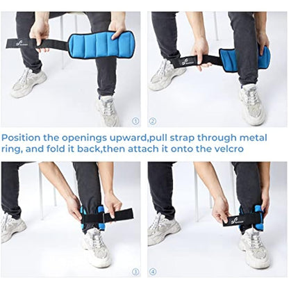 Sportneer Ankle Weights Adjustable Ankle Weights Set Wrist Strap 0.45kg - 2.25kg Each Ankle, 0.9kg - 4.5kg a Pair