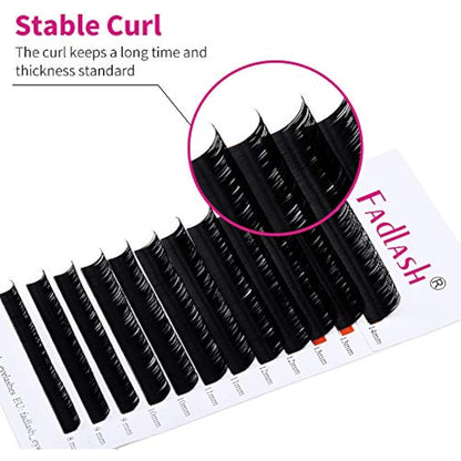 Eyelash Extensions 0.10mm C Curl Mix 8-14mm Fadlash Classic Lash Extensions 1:1 Individual Classic Eyelashes Black Matte Single Lashes Extension Professional