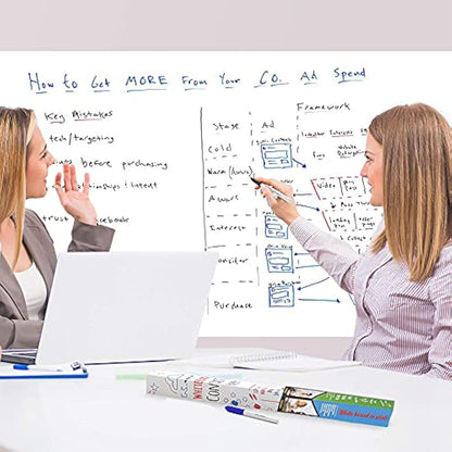 Whiteboard Paper Sticker Roll 44 x 200cm (17.3" X 78.7") DIY Self-Adhesive Dry Erase Paper Film Chalkboard Wallpaper for Home Office School Memo 2 Rolls