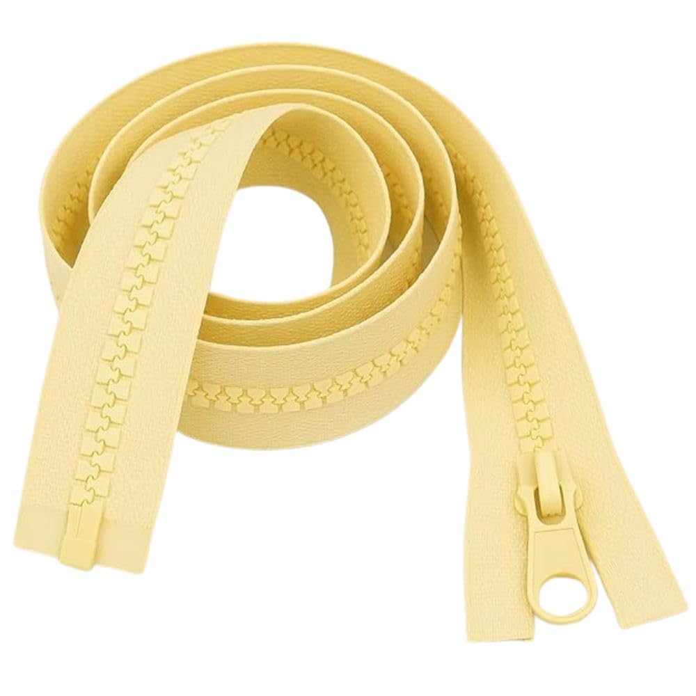 22" (56cm) Pale Yellow Chunky Zip - Heavy-Duty Open-Ended Separating