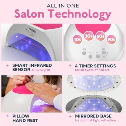SUNUV UV Nail Lamp, 48W Professional UV Light for Gel Nails with Timer and Sensor, Manicure and Pedicure Nail Art Tools for Home and Salon