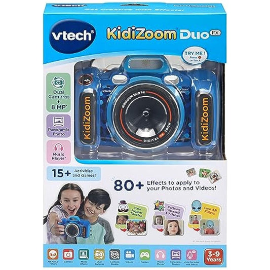 VTech KidiZoom Duo FX, Kids Camera with Colour Screen, 8MP, Photos, Selfies & Videos, AR Filters, 20 games, 75 photo & video effects, filters & frames, for Infants aged 3, 4, 5, 6, 7 + years, Blue