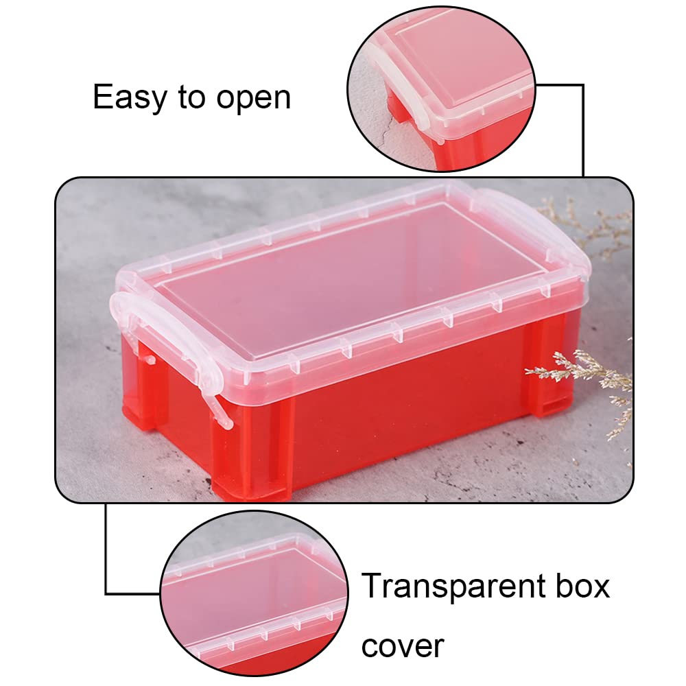 Dtlecyj Small Plastic Storage Box with Lid 3 Pcs Clear Plastic Storage Boxes with Snap Stackable Containers for Desk Storage Bedroom Family