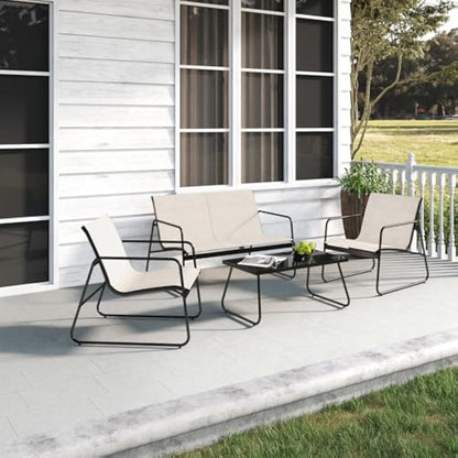 Grand patio Conversation Sets 4 Pieces, Garden Table and Chairs, mesh sling Material, Waterproof, Breathable, Garden Furniture Sets for Outdoor, Backyard, Poolside Beige