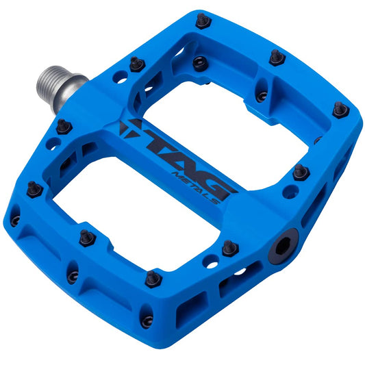 TAG Metals T3 Nylon MTB Pedals 9/16" Axle ? Durable, Lightweight Platform Pedals with Anti-Slip Pins, Ideal for Mountain Biking and BMX (Blue)