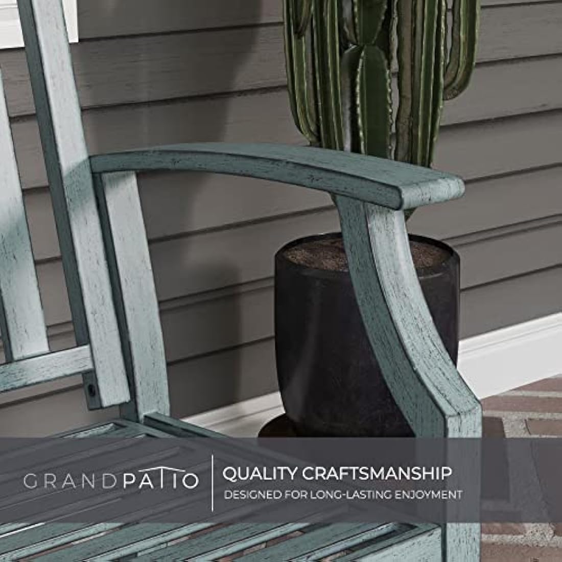 Grand patio Outdoor Bench, Garden Bench with Anti-Rust Aluminum Steel Metal Frame, Choice of Colours, Suitable for Indoor, Outdoor, Patio, Park (Gray Blue)