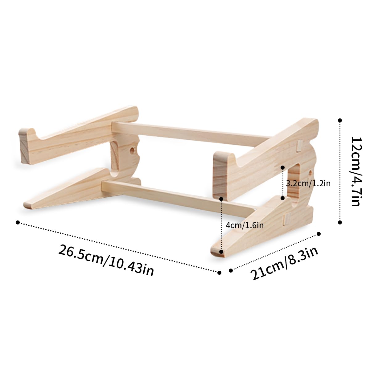 Luckious Brand Wooden Laptop Stand - Ventilated Cooling Desktop Computer Holder for MacBook and More