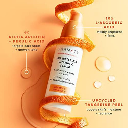 Farmacy 10% Vitamin C Serum for Face - Waterless - Dark Spot Remover for Face - Antioxidant with Ferulic Acid (30 ml)